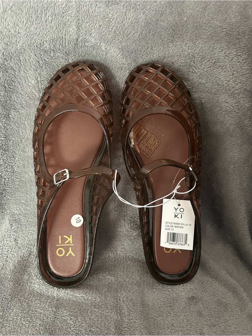 Yoki Brown Jelly Mary Jane Sandals with Buckle Strap